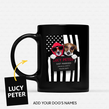 Personalized Dog Gift Idea - Dog Wearing Glasses And Dog Having Birthmark Just Married For Dog Lovers - Black Mug